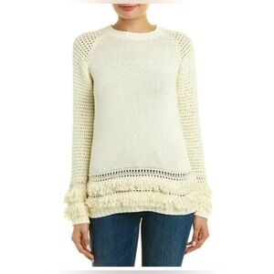 Chaser Chunky Knit Sweater with Fringe…